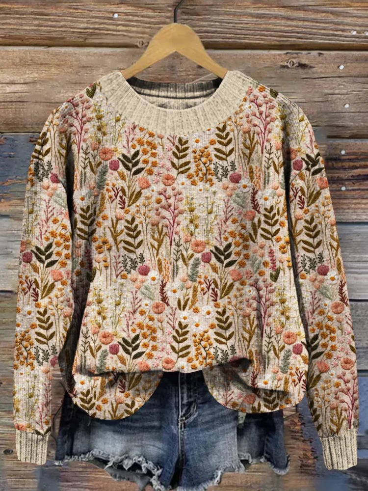 SANDRA - Sweater with Embroidered Flowers