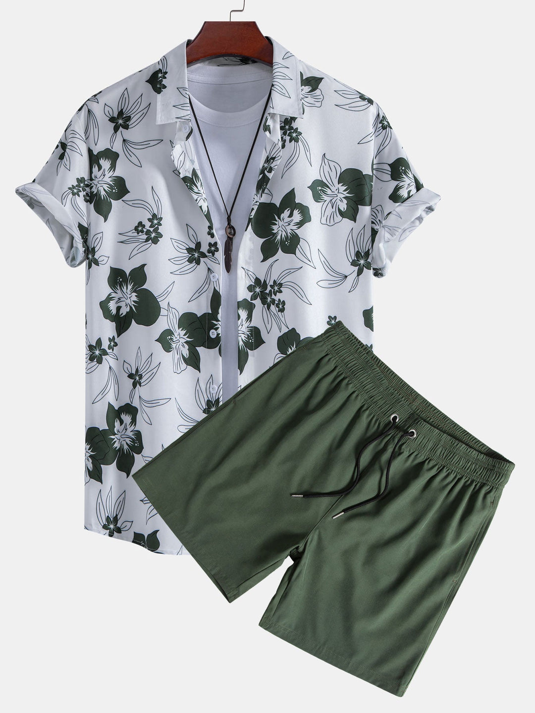 Men’s Floral Summer Shirt and Shorts Outfit Set