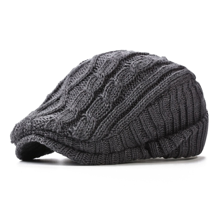 Cozy Knit Winter Flat Cap with Ear Protection