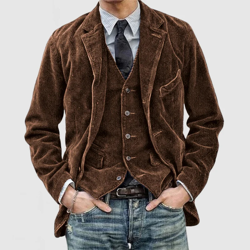 Men’s Classic Fit Corduroy Blazer with Waistcoat