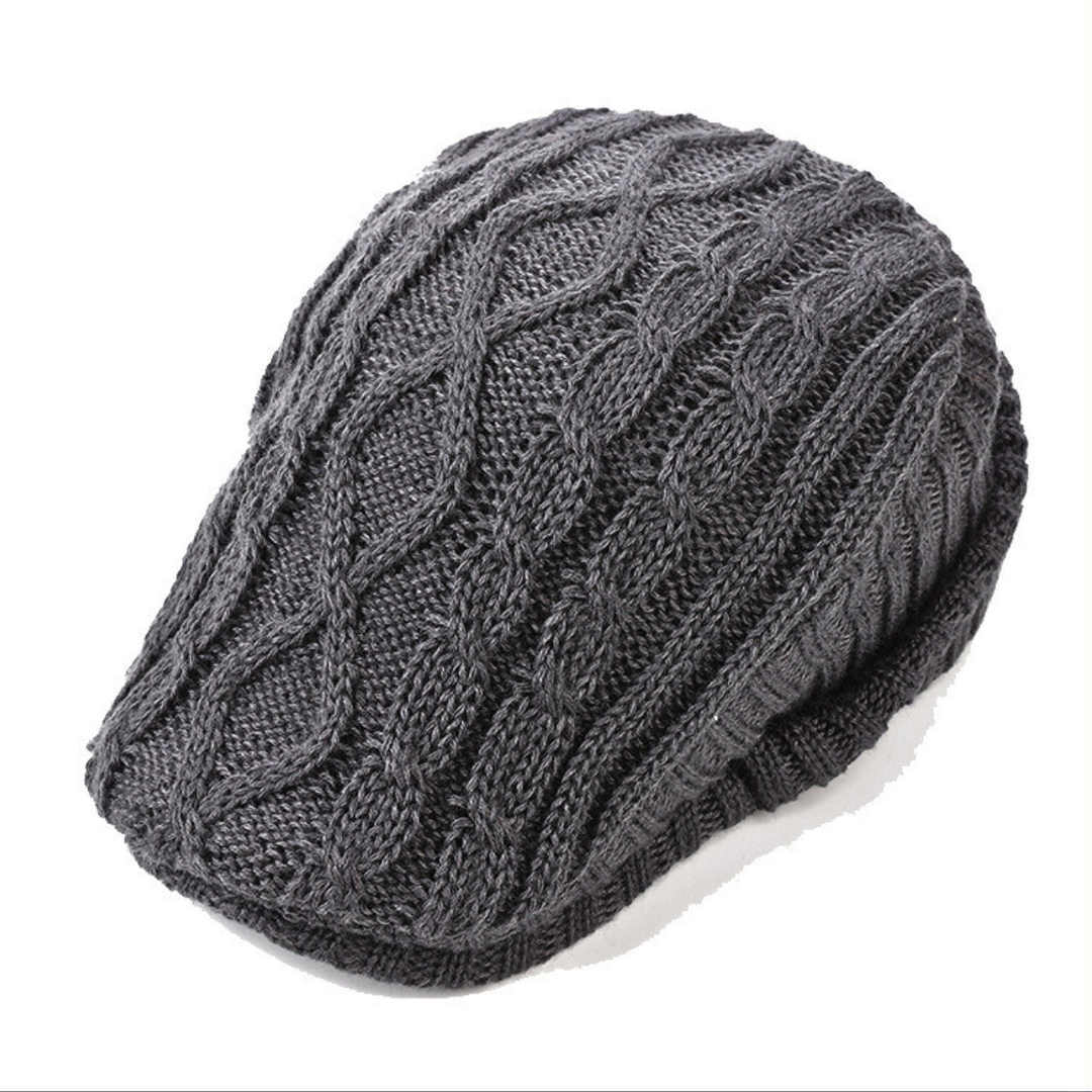 Cozy Knit Winter Flat Cap with Ear Protection