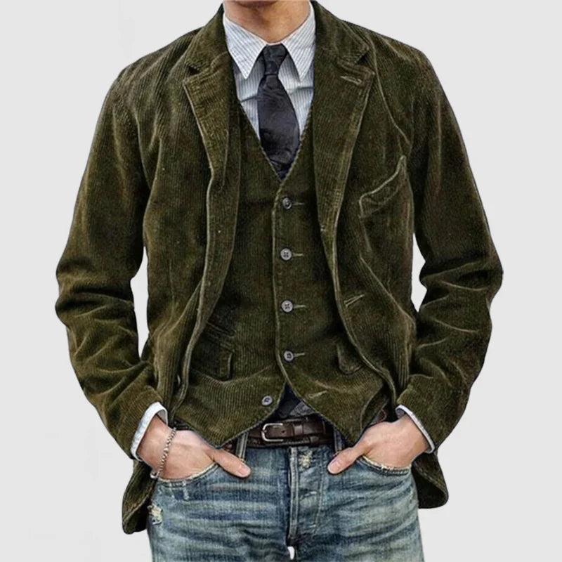 Men’s Classic Fit Corduroy Blazer with Waistcoat