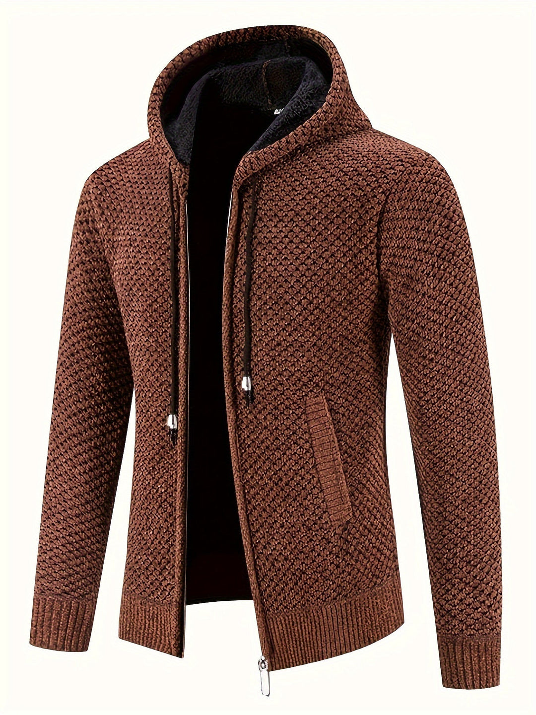 Soft-Lined Cozy Knit Hooded Sweater Jacket