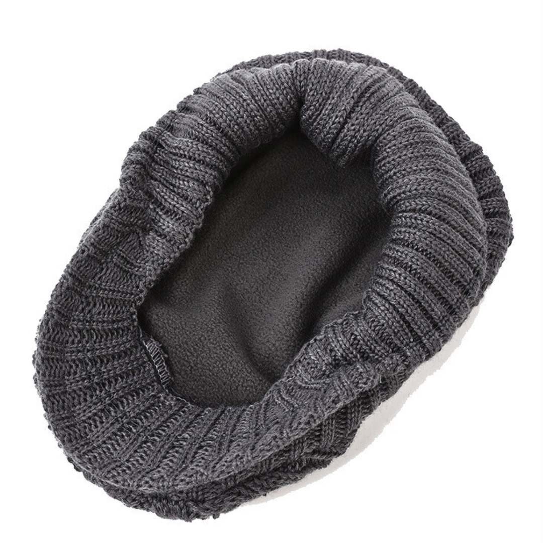 Cozy Knit Winter Flat Cap with Ear Protection