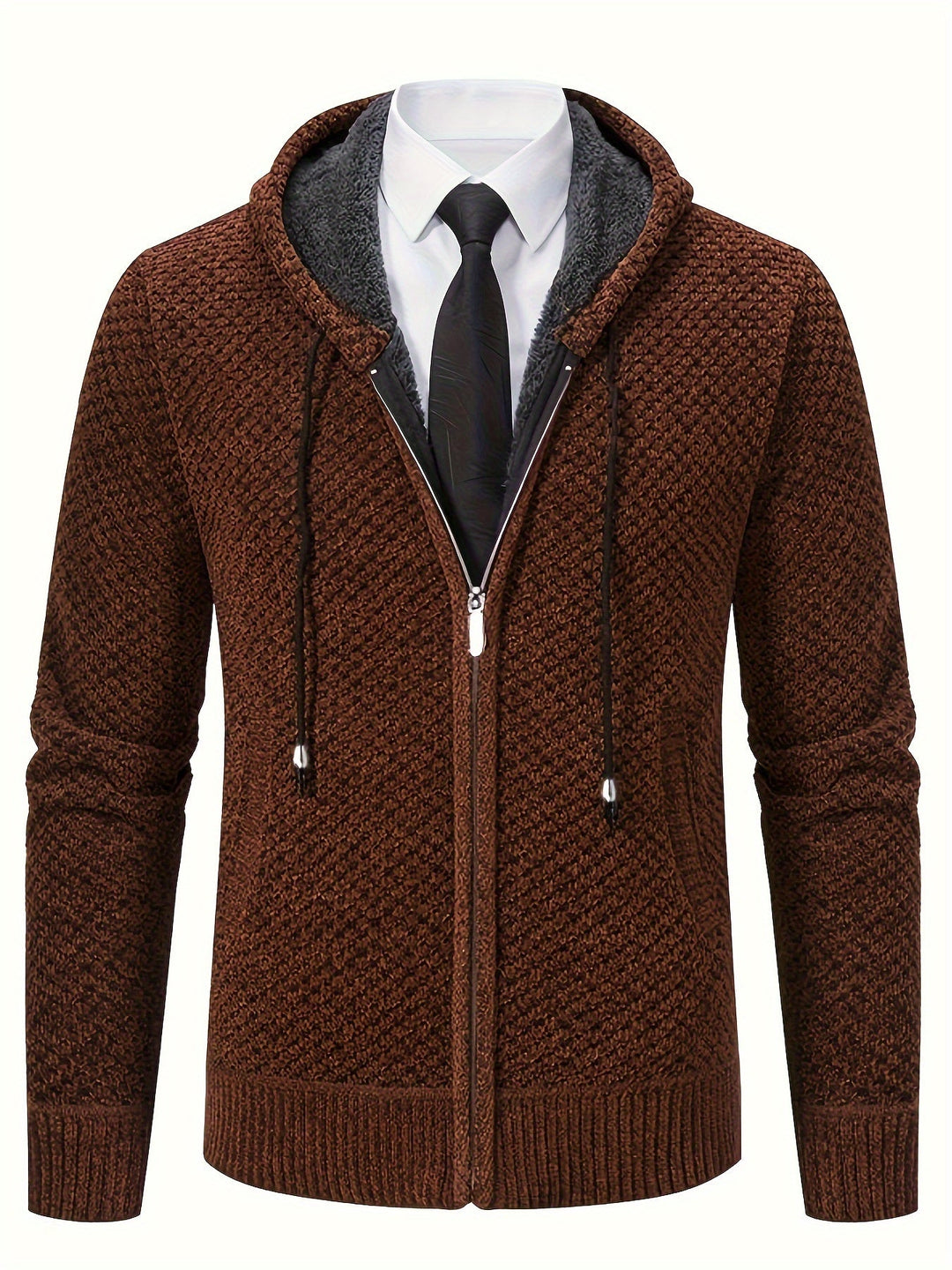 Soft-Lined Cozy Knit Hooded Sweater Jacket