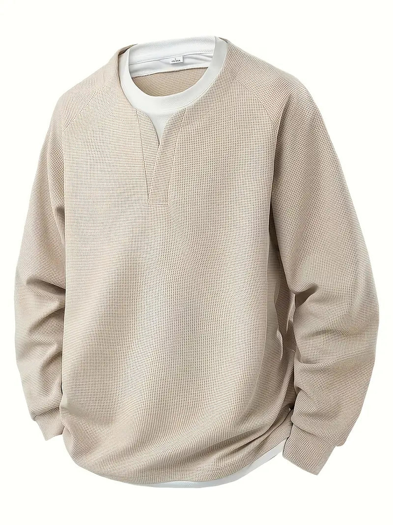 Men’s Long Sleeve Layered Waffle Knit Shirt