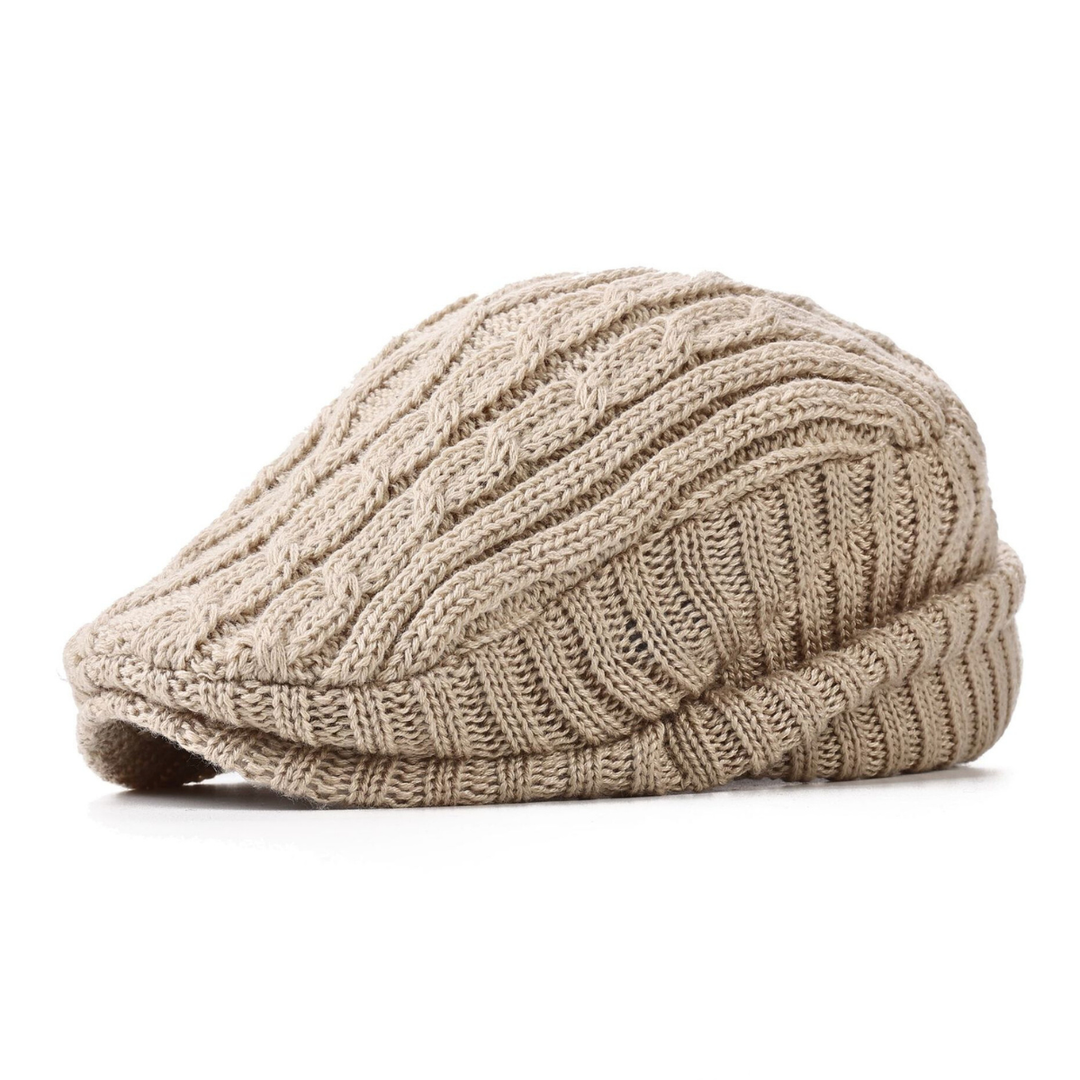 Cozy Knit Winter Flat Cap with Ear Protection
