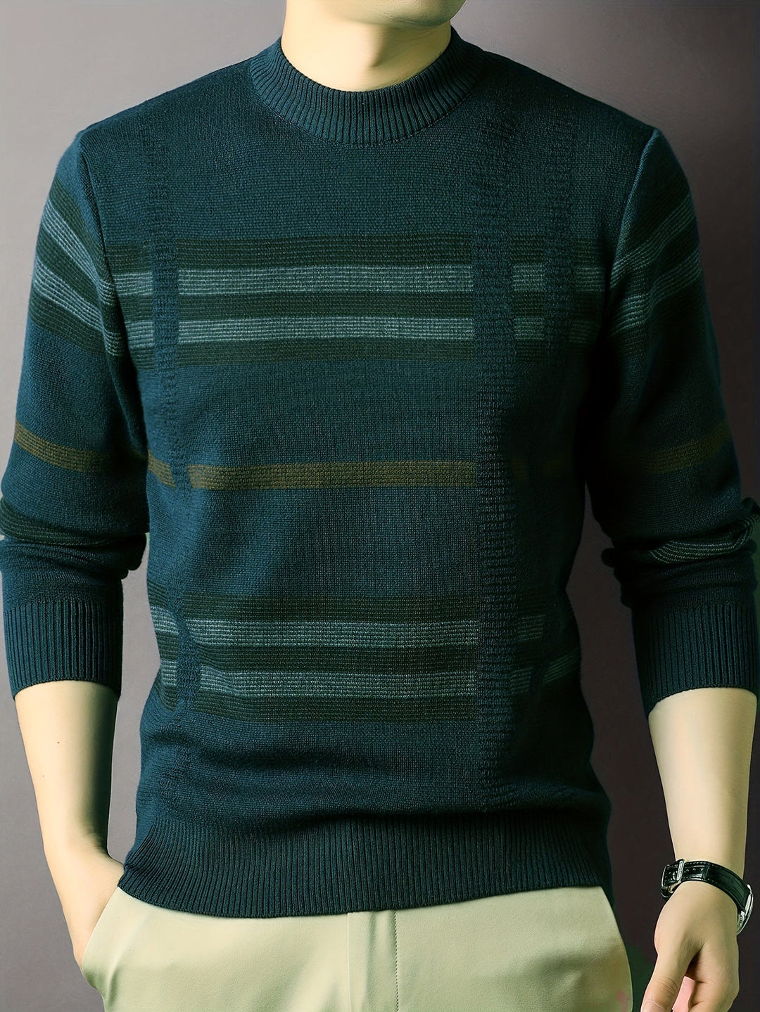 Men’s Slim-Fit Striped Knit Sweater