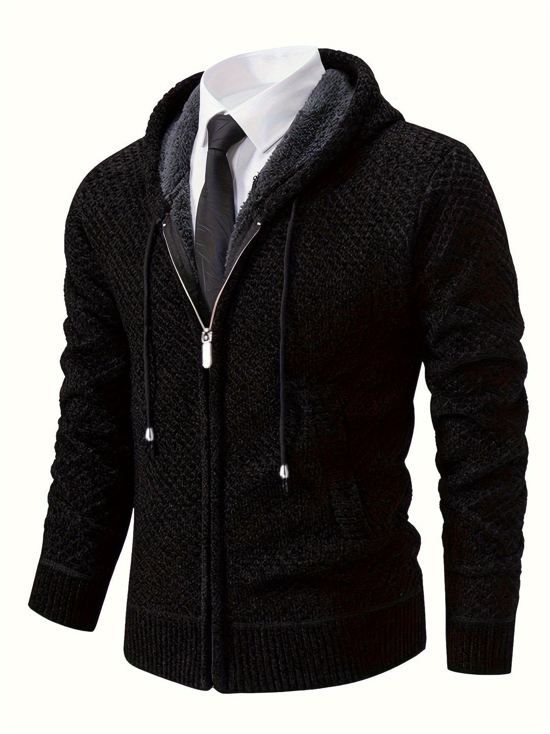 Soft-Lined Cozy Knit Hooded Sweater Jacket