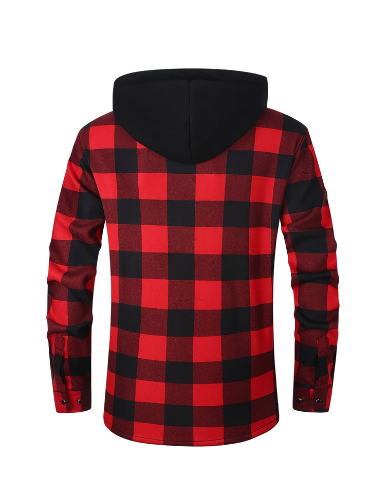 Cozy Fleece-Lined Plaid Hoodie Jacket