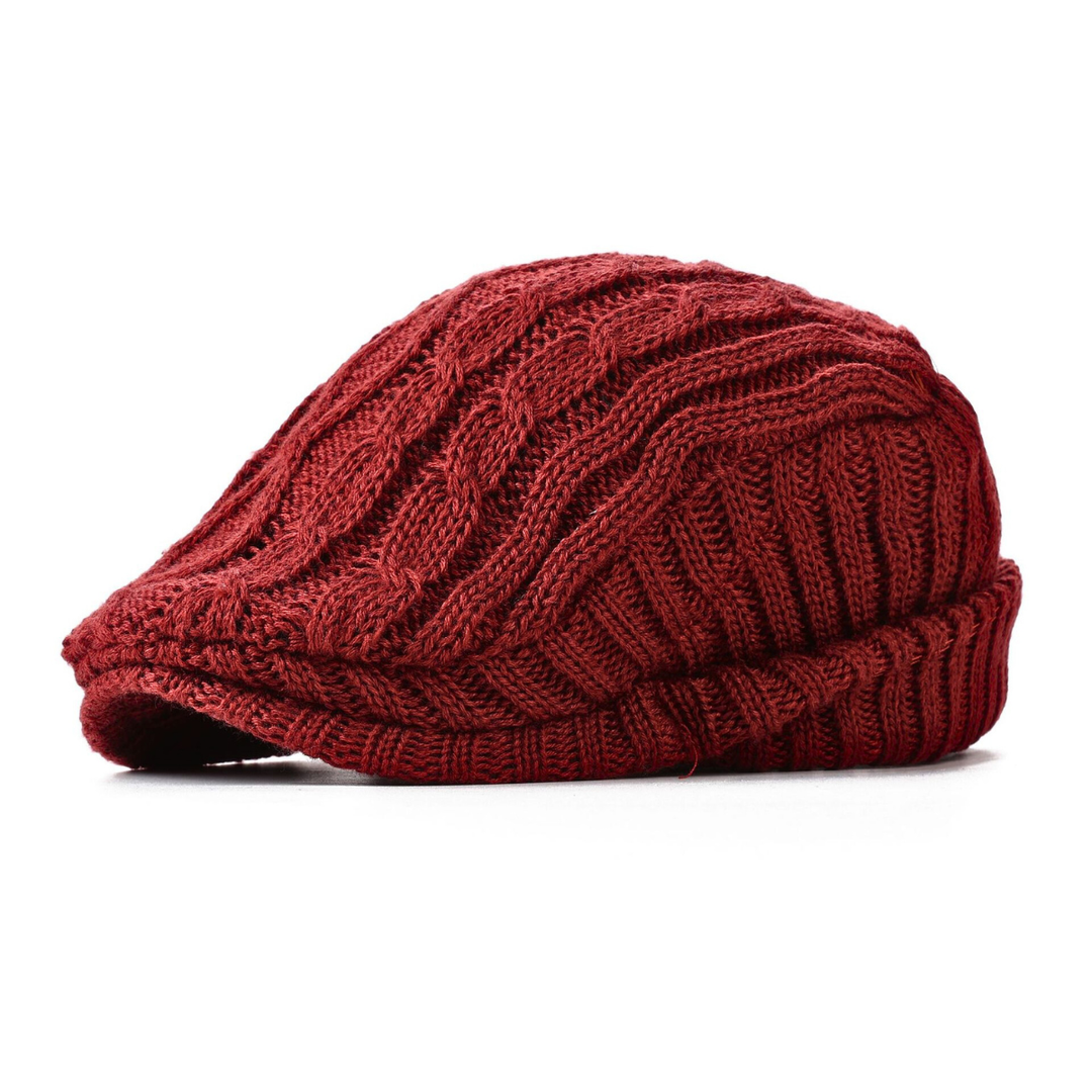 Cozy Knit Winter Flat Cap with Ear Protection