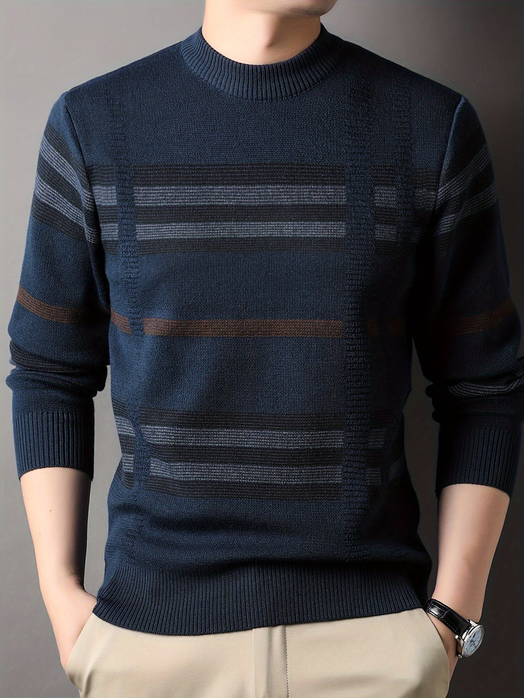 Men’s Slim-Fit Striped Knit Sweater