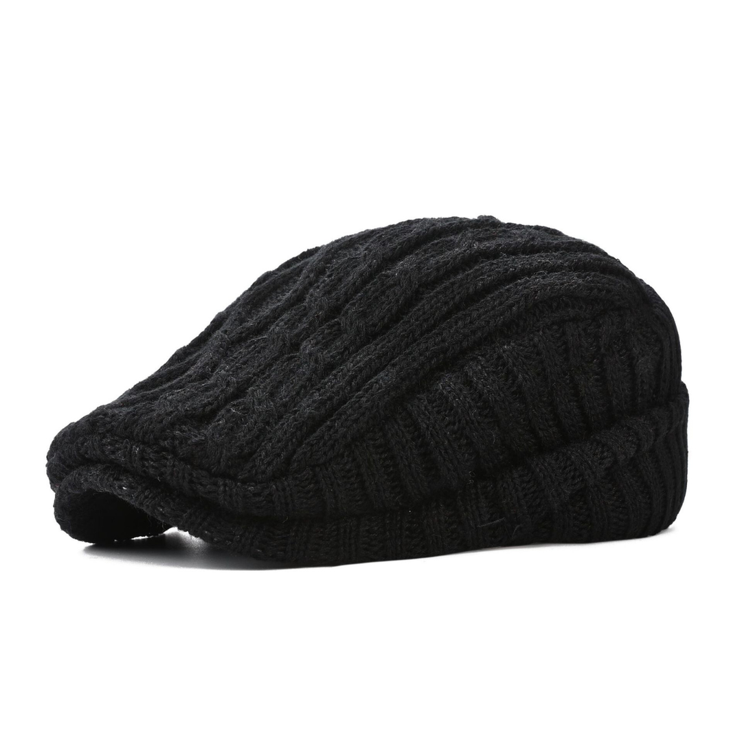 Cozy Knit Winter Flat Cap with Ear Protection