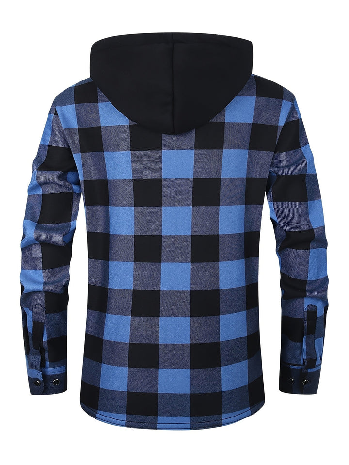 Cozy Fleece-Lined Plaid Hoodie Jacket