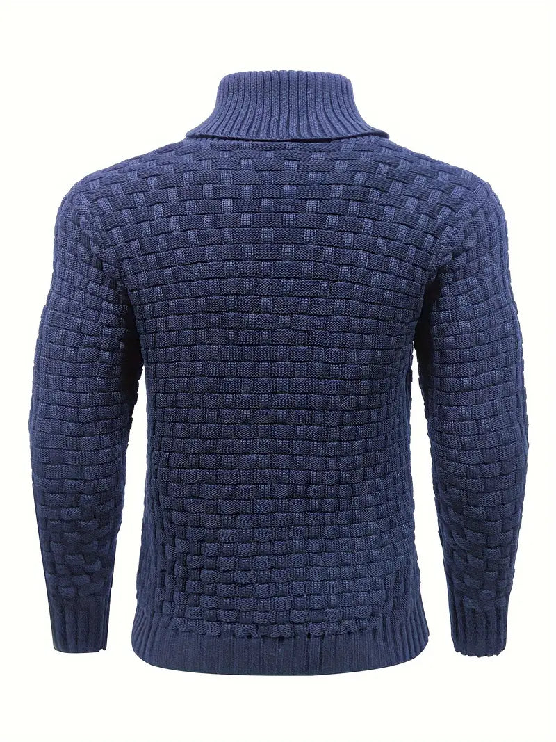 Men’s Textured Knit Sweater with Buttoned Collar – Cozy and Stylish