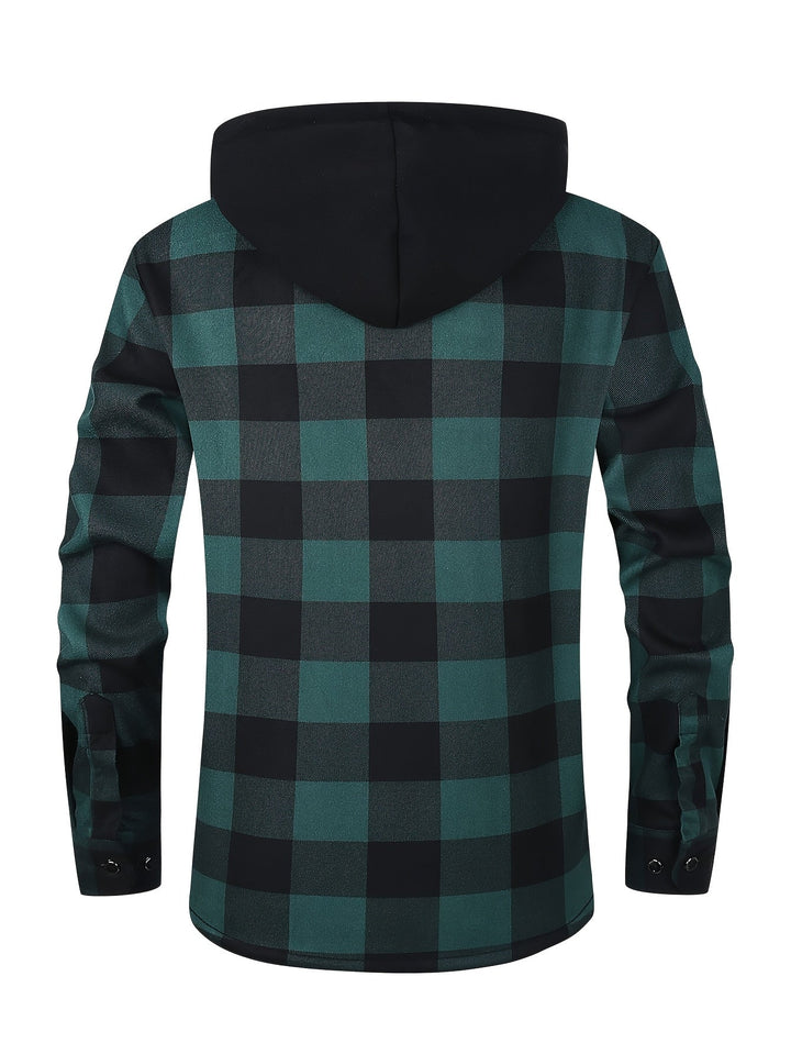 Cozy Fleece-Lined Plaid Hoodie Jacket