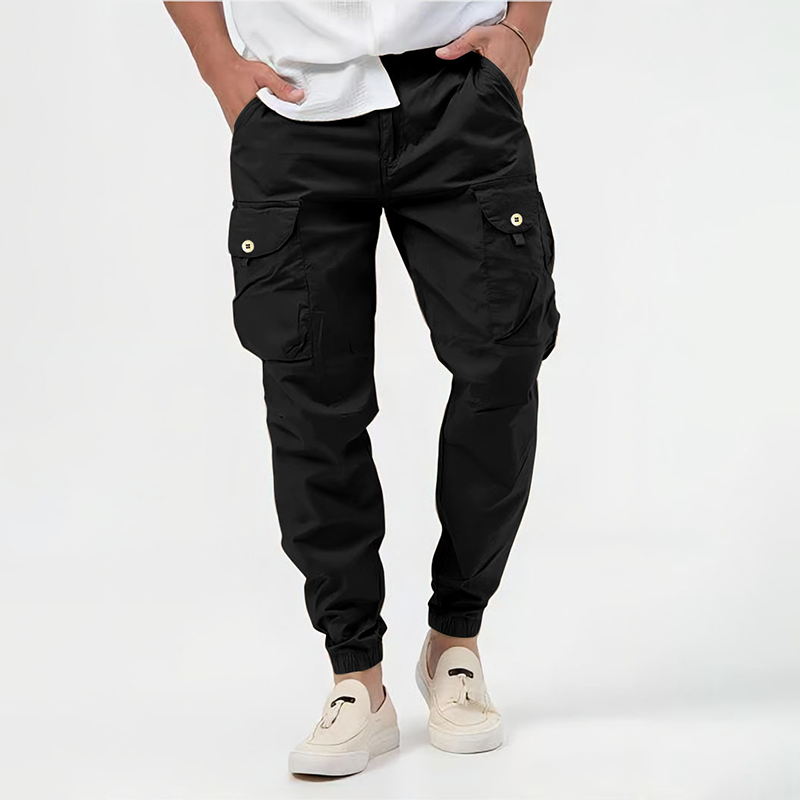 Men’s Tapered Cargo Joggers with Elastic Cuffs