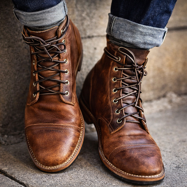 Men’s Durable Faux Leather Lace-Up Boots