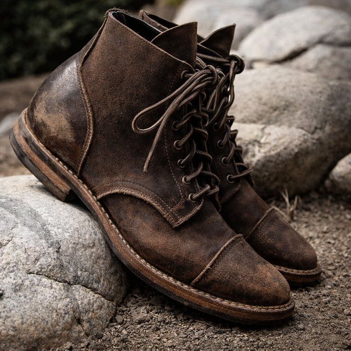 Men’s Durable Faux Leather Lace-Up Boots