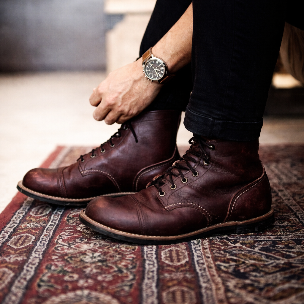 Men’s Durable Faux Leather Lace-Up Boots