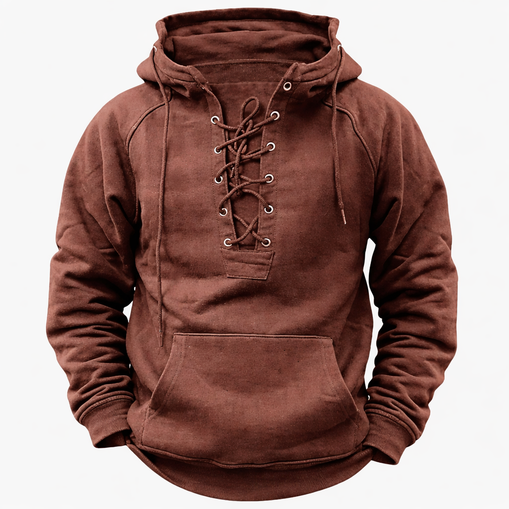 Men's Relaxed Fit Lace-Up Hoodie