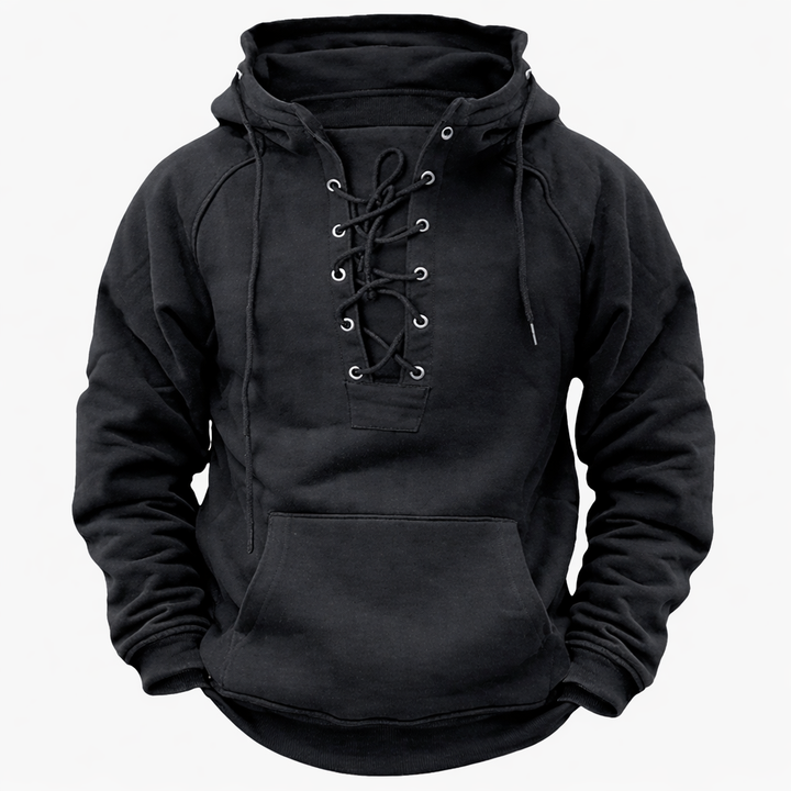 Men's Relaxed Fit Lace-Up Hoodie