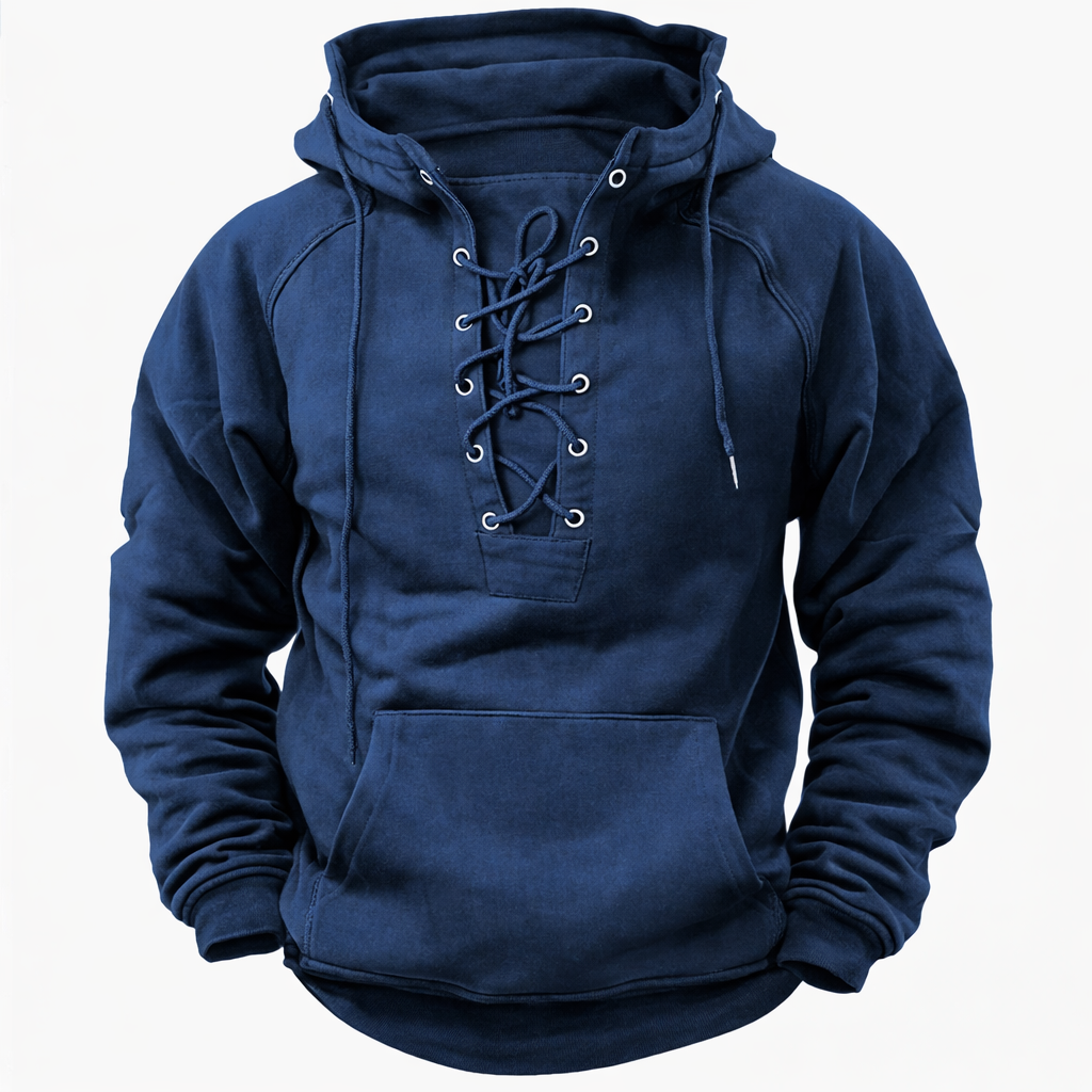 Men's Relaxed Fit Lace-Up Hoodie