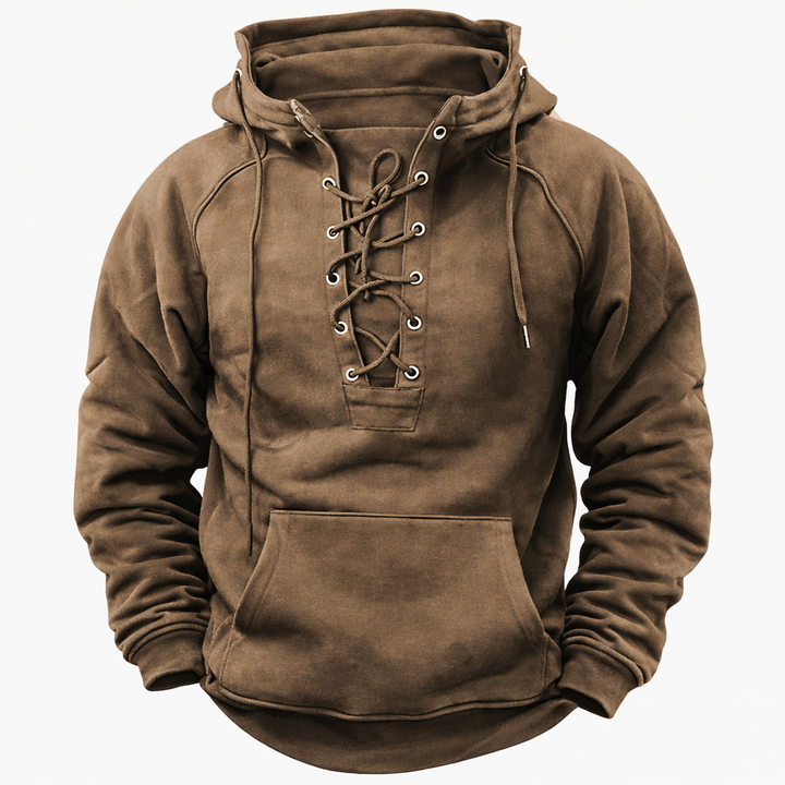 Men's Relaxed Fit Lace-Up Hoodie
