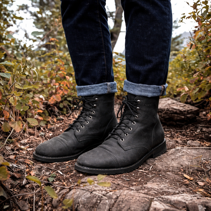 Men’s Durable Faux Leather Lace-Up Boots