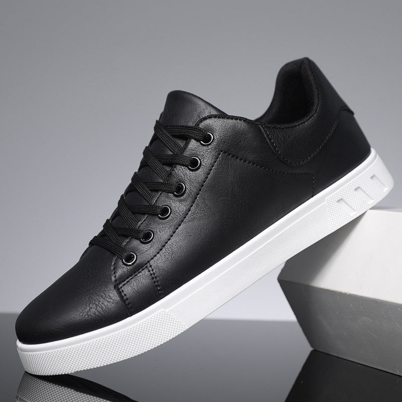Men’s Casual Lace-Up Sneakers with Leather-Look Finish