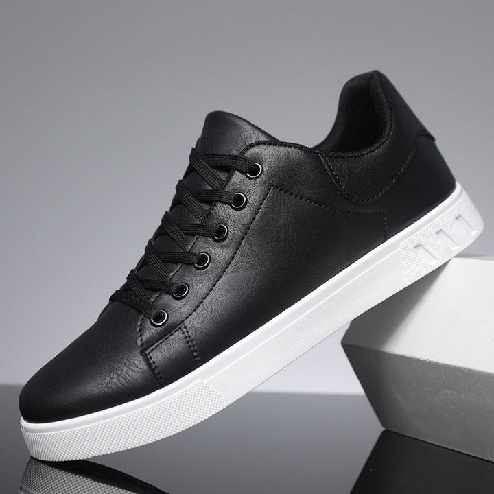 Men’s Casual Lace-Up Sneakers with Leather-Look Finish