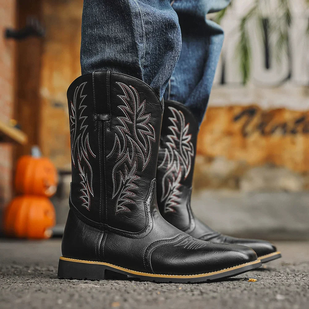 Men’s Western Cowboy Boots with Square Toe