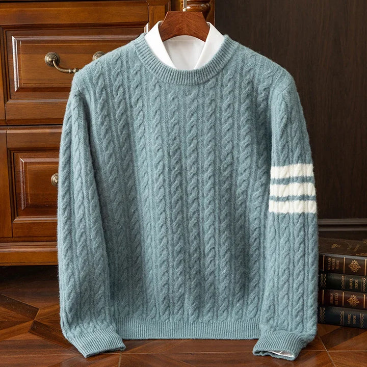 Men's Chunky Cable Knit Crewneck Sweater