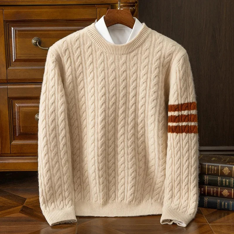 Men's Chunky Cable Knit Crewneck Sweater