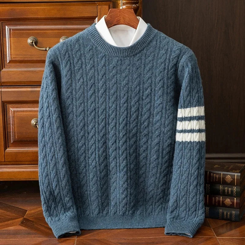 Men's Chunky Cable Knit Crewneck Sweater