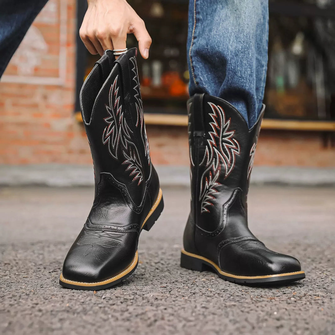 Men’s Western Cowboy Boots with Square Toe