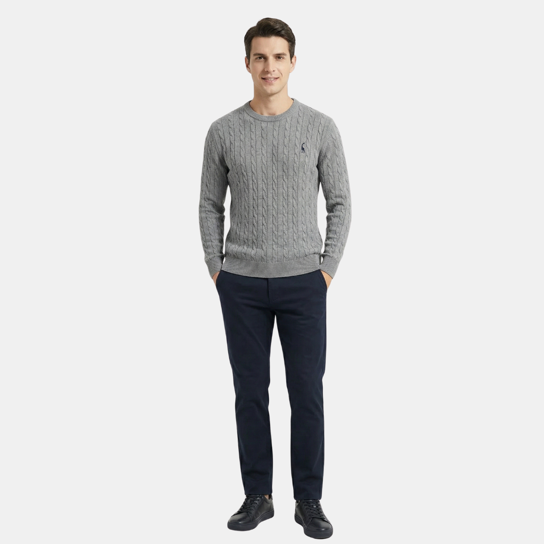 Men’s Cotton Cable-Knit Crewneck Sweater