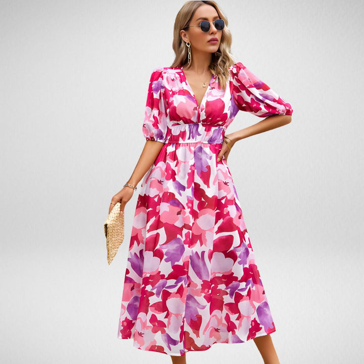 Nova - Printed V-Neck Dress