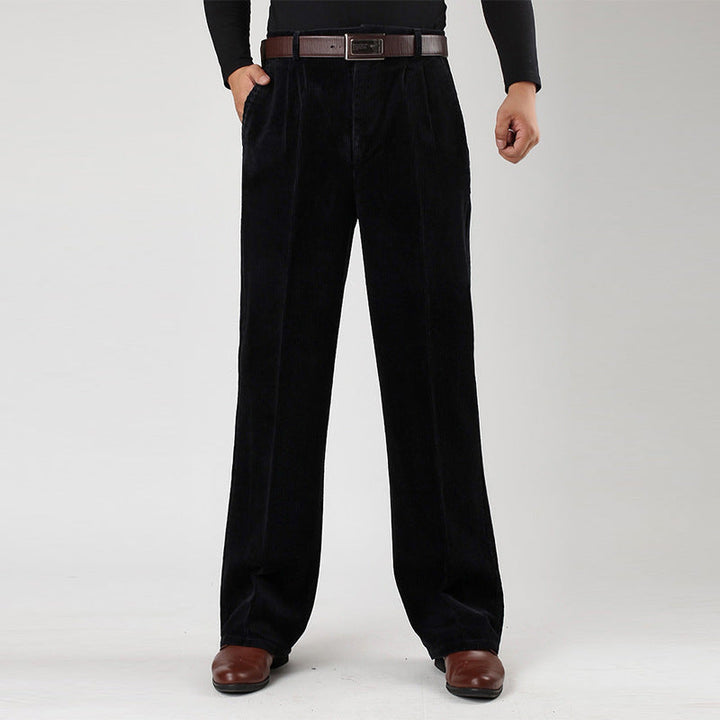 Men’s Wide-Leg Pleated Trousers with Belt Loops
