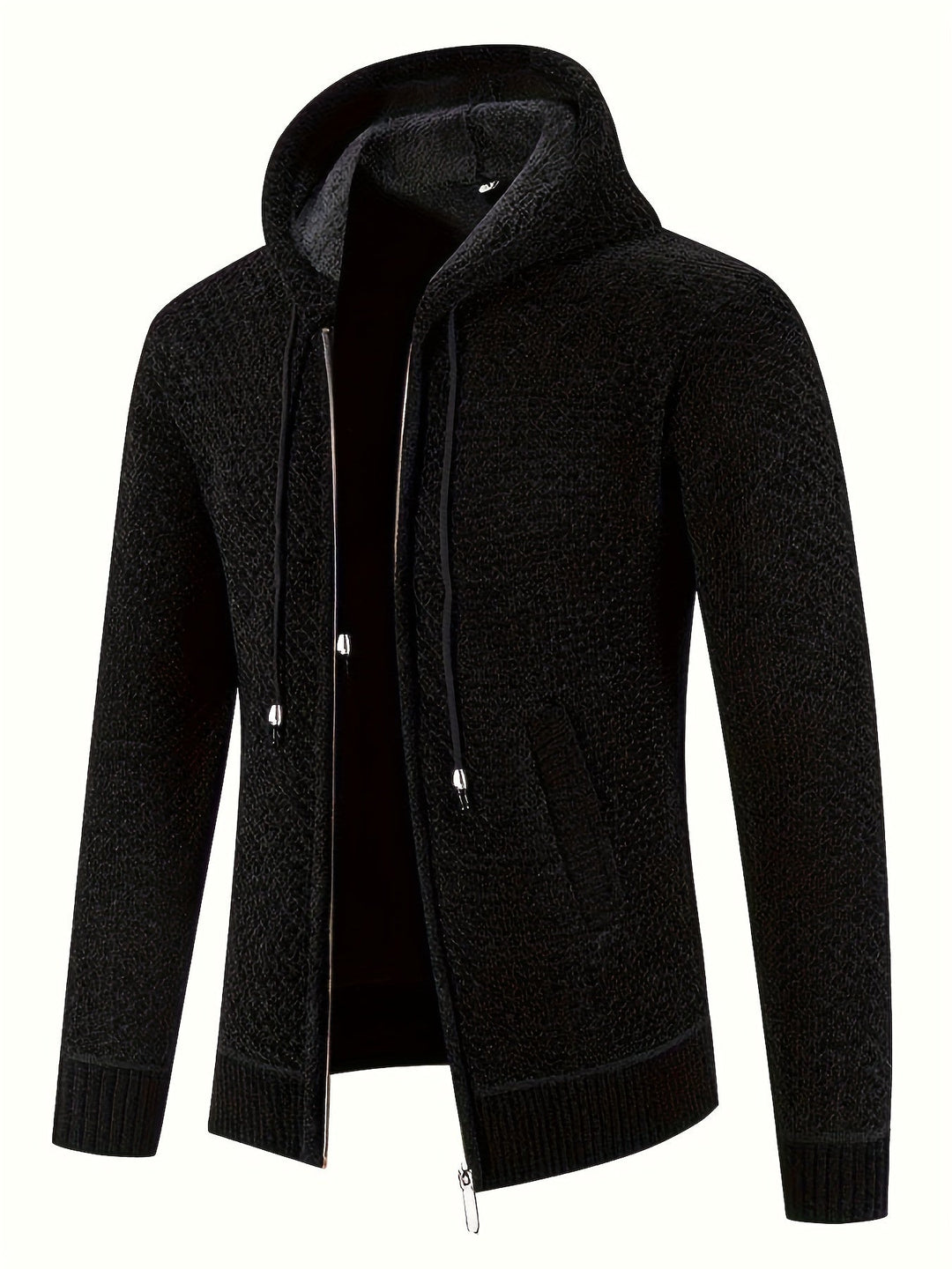 Soft-Lined Cozy Knit Hooded Sweater Jacket