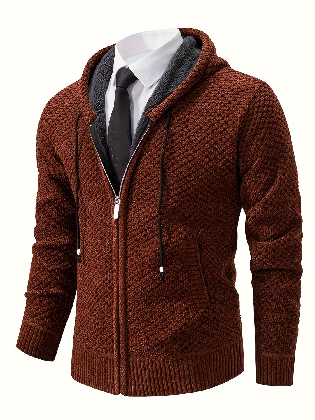 Soft-Lined Cozy Knit Hooded Sweater Jacket