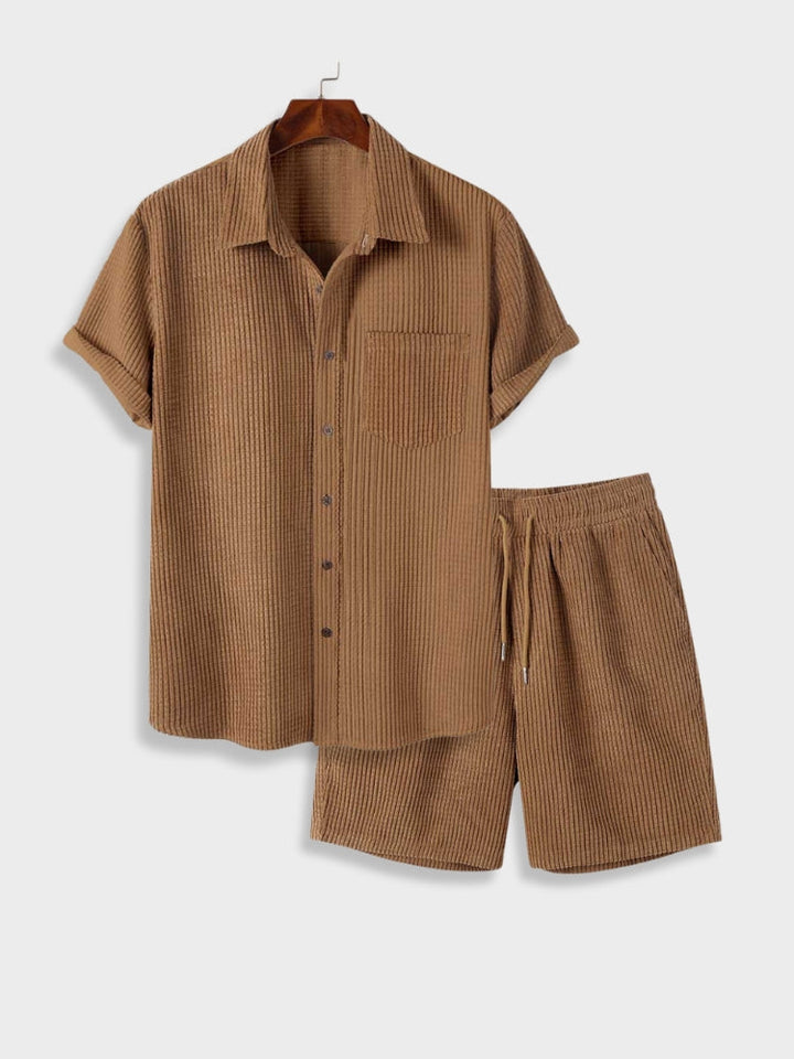 Men’s Corduroy Summer Shirt & Shorts Set