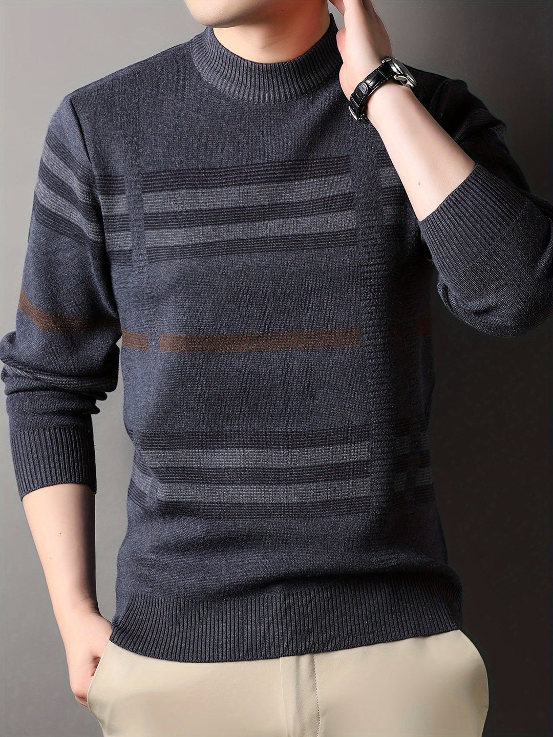 Men’s Slim-Fit Striped Knit Sweater