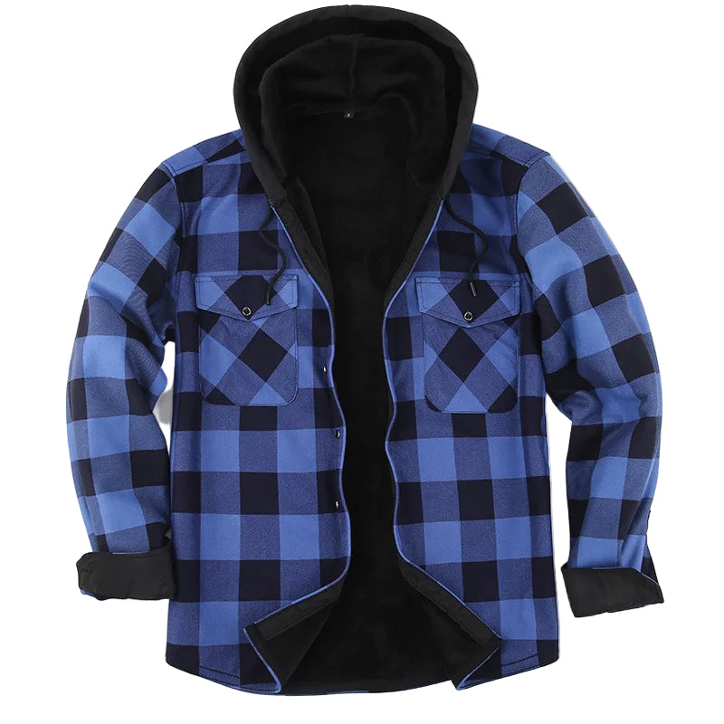Cozy Fleece-Lined Plaid Hoodie Jacket