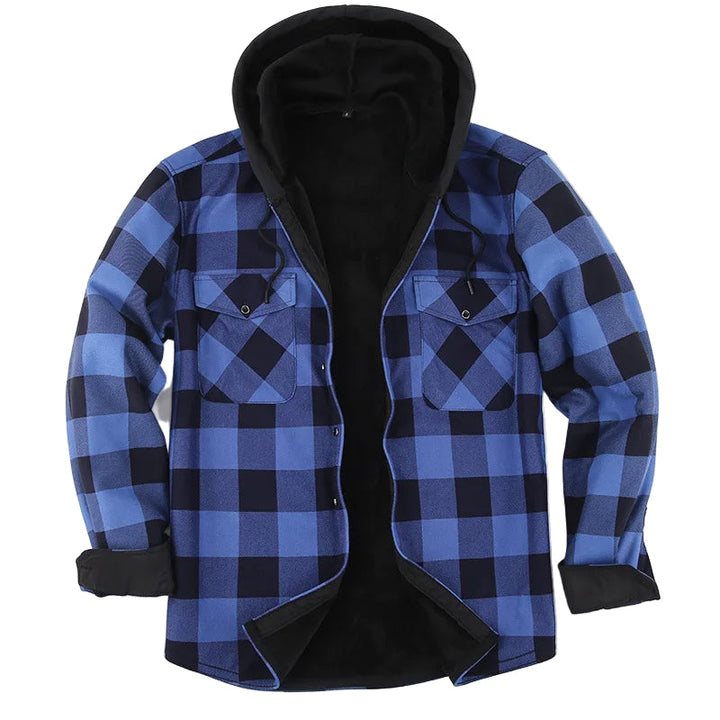 Cozy Fleece-Lined Plaid Hoodie Jacket