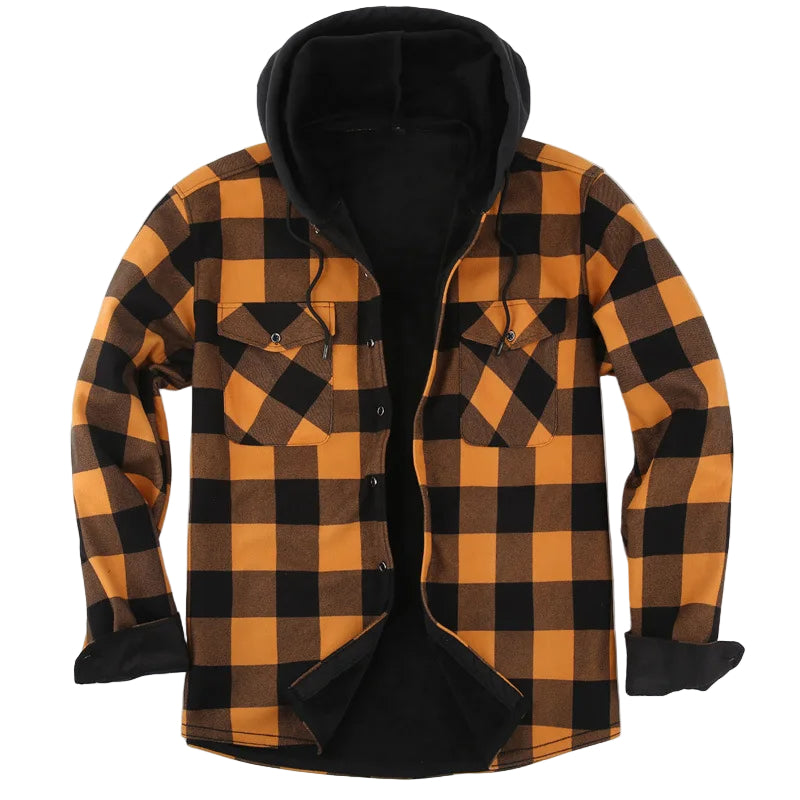 Cozy Fleece-Lined Plaid Hoodie Jacket