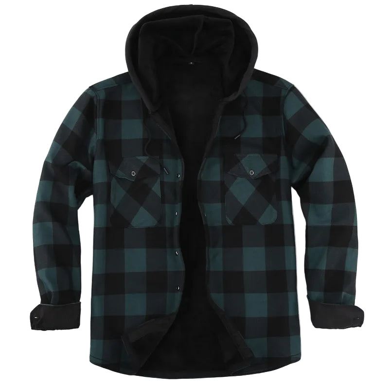 Cozy Fleece-Lined Plaid Hoodie Jacket