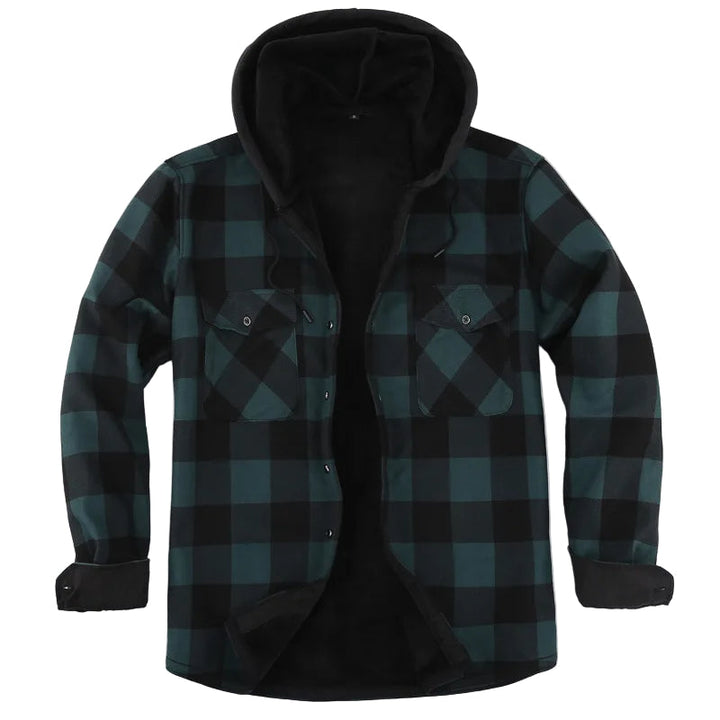 Cozy Fleece-Lined Plaid Hoodie Jacket
