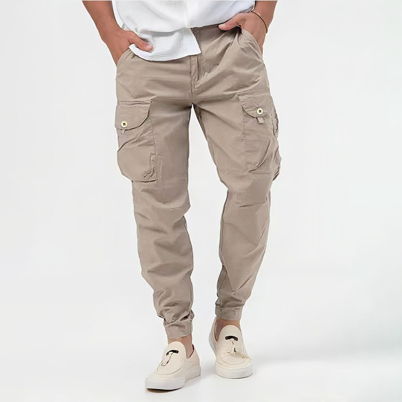 Men’s Tapered Cargo Joggers with Elastic Cuffs