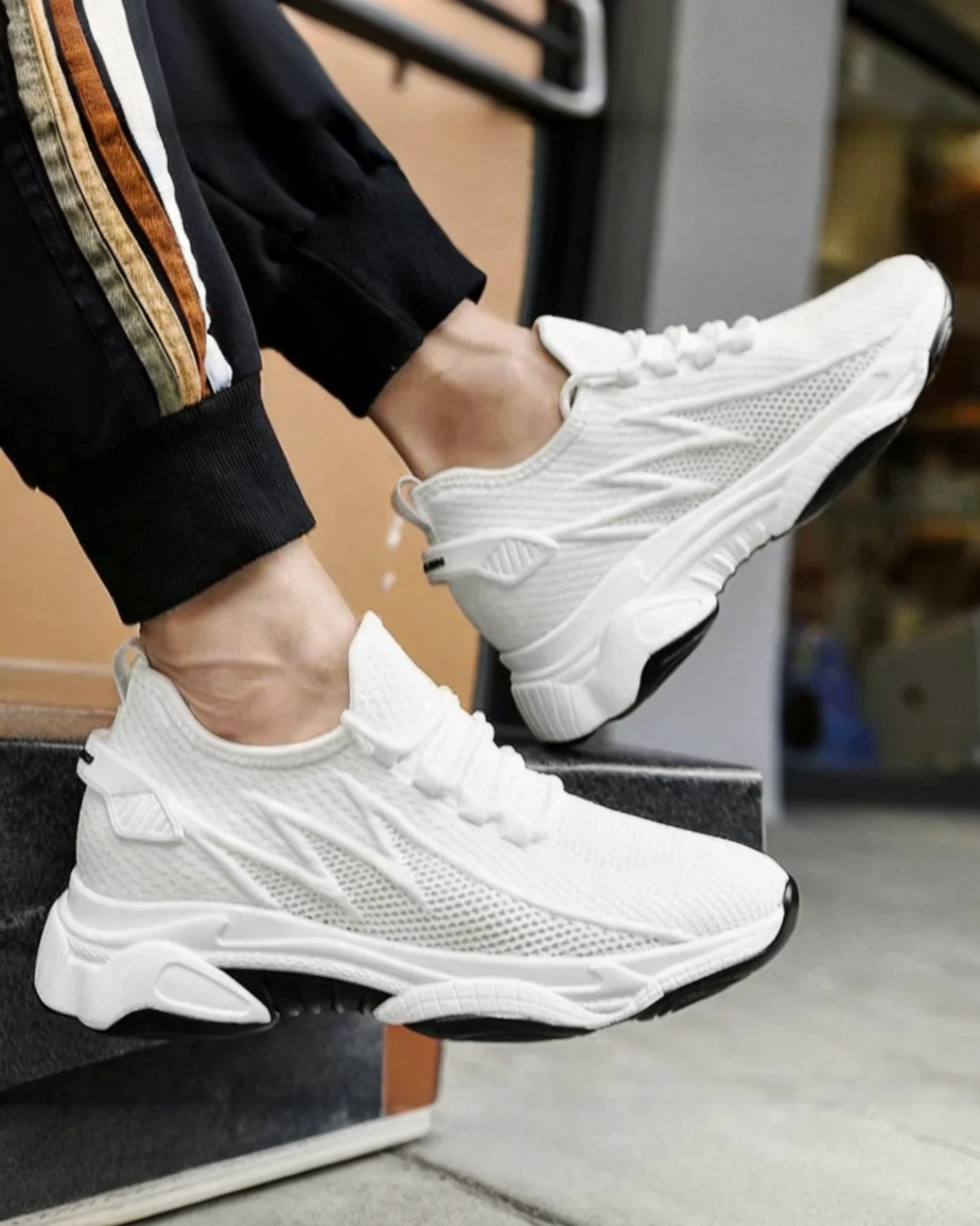 Men's Breathable Knit Sneakers with Height Boost